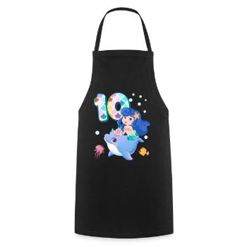 10th birthday | Mermaid Birthday | - Cooking Apron - black - Front - AI Model Male 185 dark (185cm)
