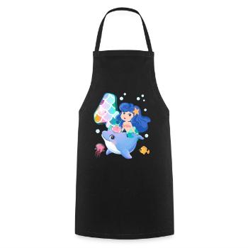 4th birthday | Mermaid Birthday | - Cooking Apron - black - Front - AI Model Male 185 dark (185cm)