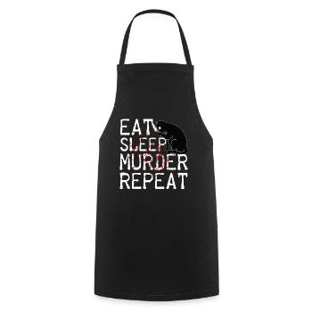 Manger Dormir Meurtre Répéter Effrayant Chat Costume d’Horreur - Tablier de cuisine - noir - Devant - AI Model Male 185 dark (185cm)