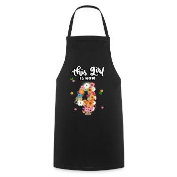 Cette fille est maintenant 4 fleurs colorées 4. - Tablier de cuisine - noir - Devant - AI Model Male 185 dark (185cm)