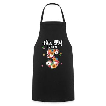 Cette fille est maintenant 5 fleurs colorées 5. - Tablier de cuisine - noir - Devant - AI Model Male 185 dark (185cm)