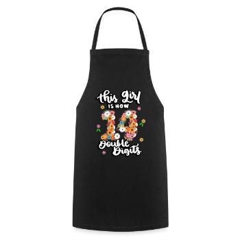 This Girl Is Now 14 Double Digits Floral - Cooking Apron - black - Front - AI Model Male 185 dark (185cm)