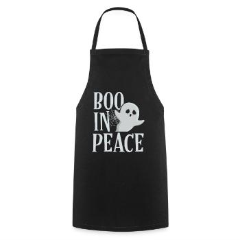 Boo In Peace Scary Horror Spectre Fantôme Halloween - Tablier de cuisine - noir - Devant - AI Model Male 185 dark (185cm)