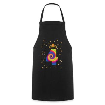 4th Birthday Krone | Tie Dye Themed Birthday | - Cooking Apron - black - Front - AI Model Male 185 dark (185cm)