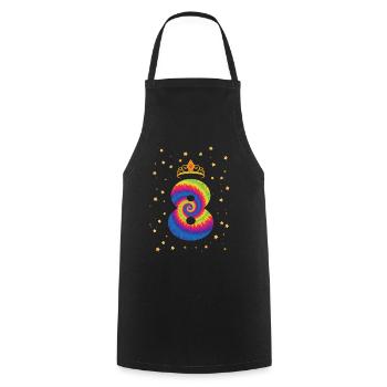 8th birthday Krone | Tie Dye Themed Birthday | - Cooking Apron - black - Front - AI Model Male 185 dark (185cm)