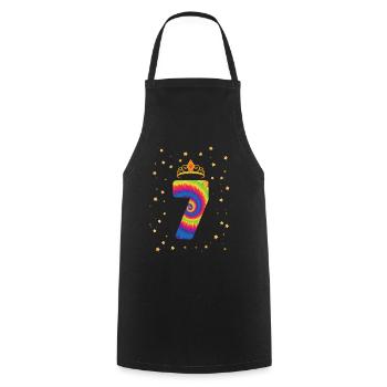 7th birthday Krone | Tie Dye Themed Birthday | - Cooking Apron - black - Front - AI Model Male 185 dark (185cm)