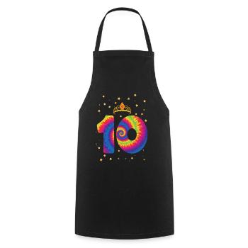 10th birthday Krone | Tie Dye Themed Birthday - Cooking Apron - black - Front - AI Model Male 185 dark (185cm)