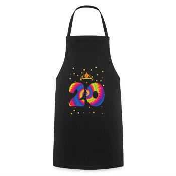 20th birthday Krone | Tie Dye Themed Birthday - Cooking Apron - black - Front - AI Model Male 185 dark (185cm)