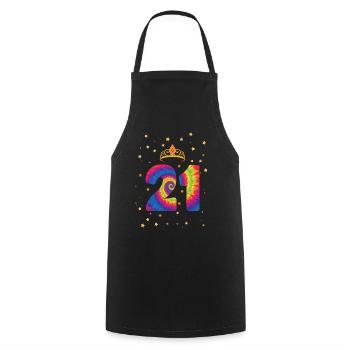 21st birthday Krone | Tie Dye Themed Birthday - Cooking Apron - black - Front - AI Model Male 185 dark (185cm)