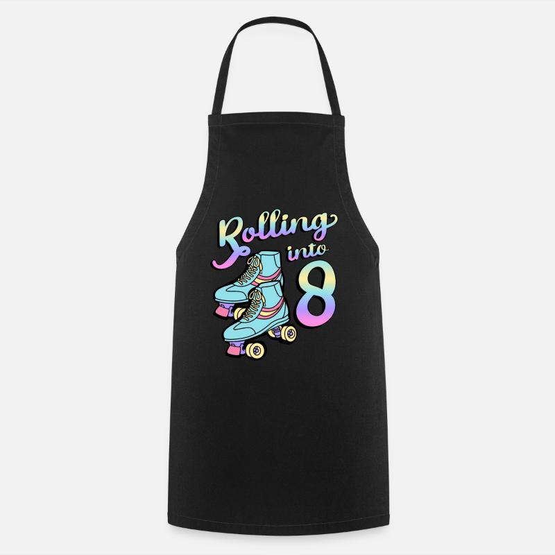 Rolling Into 8 Roller Skaters Skates 8e anniversaire - Tablier de cuisine - noir