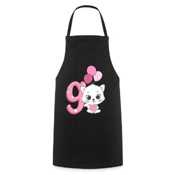 9th Birthday Kitten | Cat Birthday Shirt | - Cooking Apron - black - Front - AI Model Male 185 dark (185cm)