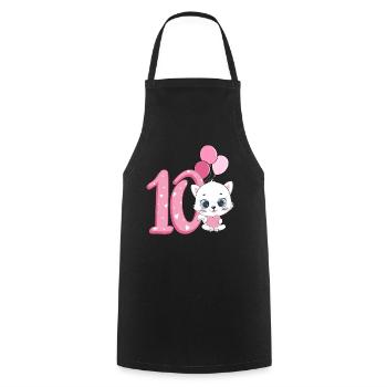 Chaton 10e anniversaire | Chemise d’anniversaire chat - Tablier de cuisine - noir - Devant - AI Model Male 185 dark (185cm)