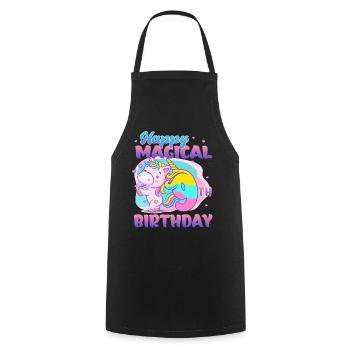 Happy 9th Birthday Unicorn Pony - Cooking Apron - black - Front - AI Model Male 185 dark (185cm)