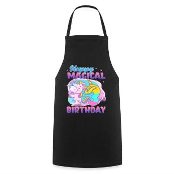 Joyeux 3ème anniversaire Licorne - Tablier de cuisine - noir - Devant - AI Model Male 185 dark (185cm)