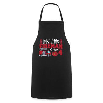 This little firefighter is now 4, - Cooking Apron - black - Front - AI Model Male 185 dark (185cm)