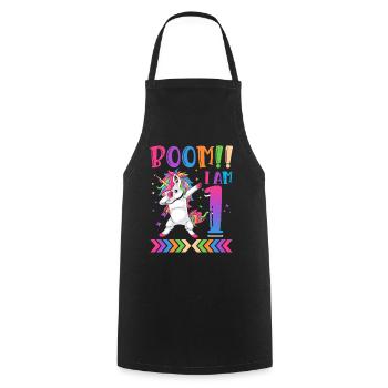 Boom!! I Am 1, Colorful Funny Unicorn 1. - Cooking Apron - black - Front - AI Model Male 185 dark (185cm)