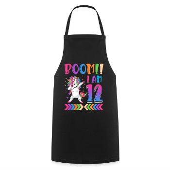 Boom!! Ich Bin 12, Buntes Lustiges Einhorn 12. - Tablier de cuisine - noir - Devant - AI Model Male 185 dark (185cm)