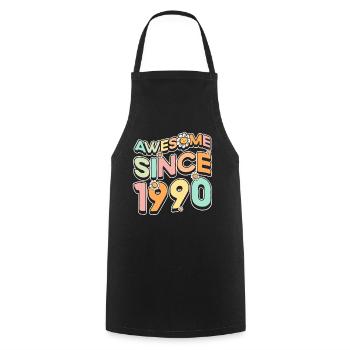 Fantastique depuis 1990 Thème floral - Tablier de cuisine - noir - Devant - AI Model Male 185 dark (185cm)