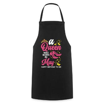 A queen was born in May All the best to - Cooking Apron - black - Front - AI Model Male 185 dark (185cm)