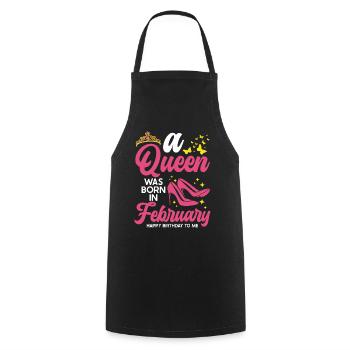 Une reine est née en février tout le meilleur - Tablier de cuisine - noir - Devant - AI Model Male 185 dark (185cm)