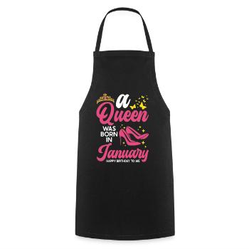 Une reine est née en janvier Tous les meilleurs - Tablier de cuisine - noir - Devant - AI Model Male 185 dark (185cm)
