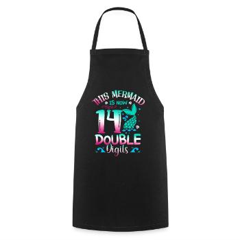 This mermaid is now 14 double digits, - Cooking Apron - black - Front - AI Model Male 185 dark (185cm)