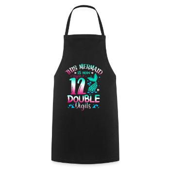 This mermaid is now 12 double digits, - Cooking Apron - black - Front - AI Model Male 185 dark (185cm)