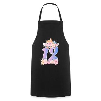 12 Couronne de licorne Mignon Bouquet de Fleurs 12. - Tablier de cuisine - noir - Devant - AI Model Male 185 dark (185cm)