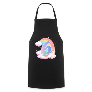 6 Unicorn Rainbow Clouds Little Pony 6. - Cooking Apron - black - Front - AI Model Male 185 dark (185cm)