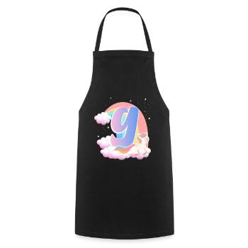 9 Unicorn Rainbow Clouds Little Pony 9. - Cooking Apron - black - Front - AI Model Male 185 dark (185cm)