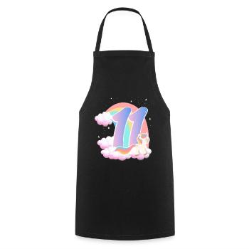 11 Unicorn Rainbow Clouds Little Pony 11. - Cooking Apron - black - Front - AI Model Male 185 dark (185cm)