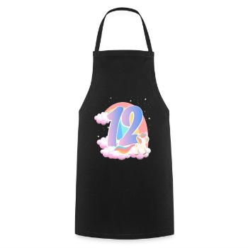 12 Unicorn Rainbow Clouds Little Pony 12. - Cooking Apron - black - Front - AI Model Male 185 dark (185cm)
