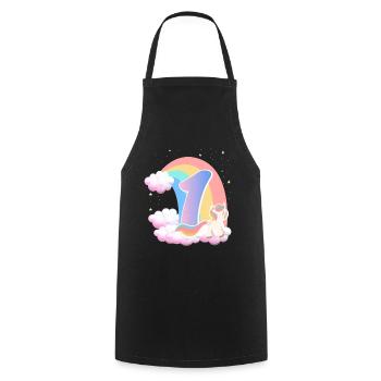 1 Unicorn Rainbow Clouds Little Pony 1. - Cooking Apron - black - Front - AI Model Male 185 dark (185cm)