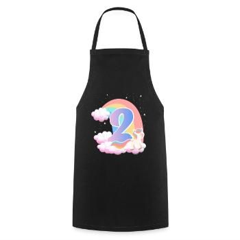 2 Unicorn Rainbow Clouds Little Pony 2. - Cooking Apron - black - Front - AI Model Male 185 dark (185cm)