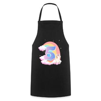 5 Unicorn Rainbow Clouds Little Pony 5. - Cooking Apron - black - Front - AI Model Male 185 dark (185cm)