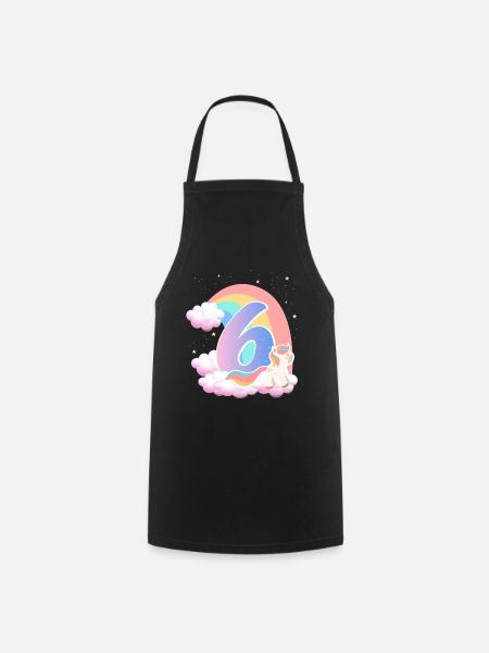 6 Unicorn Rainbow Clouds Little Pony 6. - Cooking Apron - black