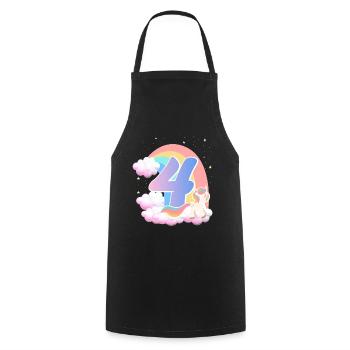 4 Unicorn Rainbow Clouds Little Pony 4. - Cooking Apron - black - Front - AI Model Male 185 dark (185cm)