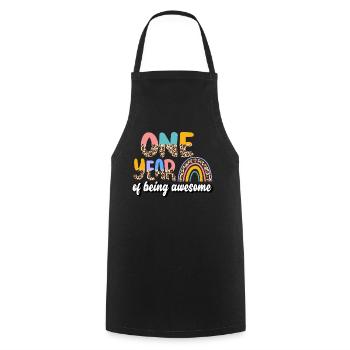 A Year of Being Awesome Animal Skin Pattern - Cooking Apron - black - Front - AI Model Male 185 dark (185cm)