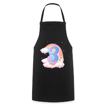 3 Unicorn Rainbow Clouds Little Pony 3. - Cooking Apron - black - Front - AI Model Male 185 dark (185cm)