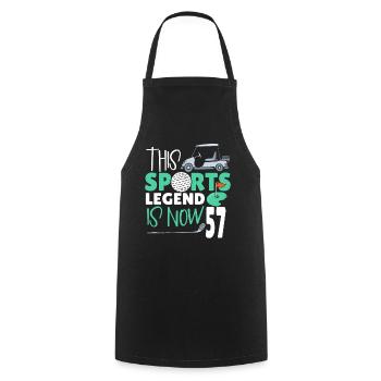 This sports legend is now 57, golf game 57. - Cooking Apron - black - Front - AI Model Male 185 dark (185cm)