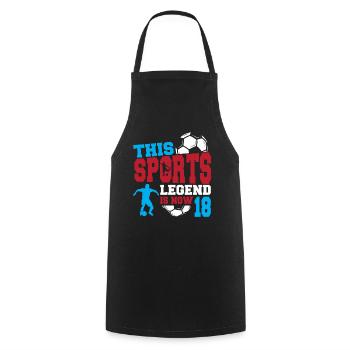 This sports legend is now 18, football game 18. - Cooking Apron - black - Front - AI Model Male 185 dark (185cm)