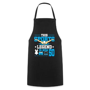 Cette légende du sport a maintenant 50 ans et nage - Tablier de cuisine - noir - Devant - AI Model Male 185 dark (185cm)
