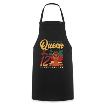 This melanin queen is now 12, 12 years old - Cooking Apron - black - Front - AI Model Male 185 dark (185cm)