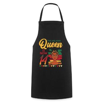 This Melanin Queen Is Now 14, 14th Birthday - Cooking Apron - black - Front - AI Model Male 185 dark (185cm)
