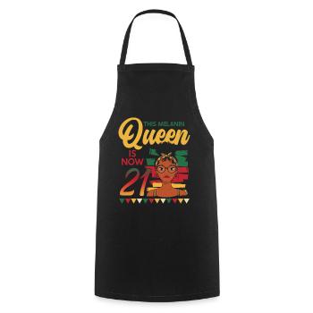 This Melanin Queen Is Now 21, 21st Birthday - Cooking Apron - black - Front - AI Model Male 185 dark (185cm)