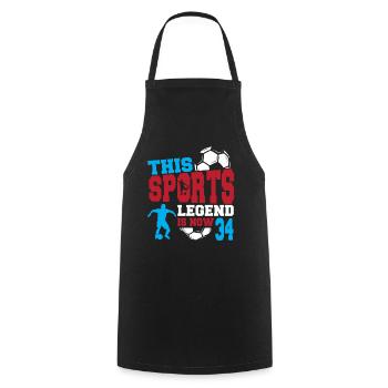 This sports legend is now 34, football game 34. - Cooking Apron - black - Front - AI Model Male 185 dark (185cm)