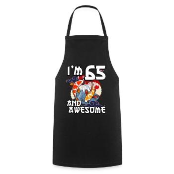 I Am 65 And Awesome Japanese Carp Koi - Cooking Apron - black - Front - AI Model Male 185 dark (185cm)
