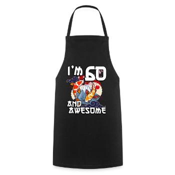 I Am 60 And Awesome Japanese Carp Koi - Cooking Apron - black - Front - AI Model Male 185 dark (185cm)