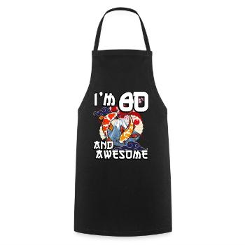 I Am 80 And Awesome Japanese Carp Koi - Cooking Apron - black - Front - AI Model Male 185 dark (185cm)