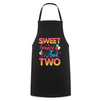 Blaireau effronté sucré et deux saupoudrages délicieux - Tablier de cuisine - noir - Devant - AI Model Male 185 dark (185cm)